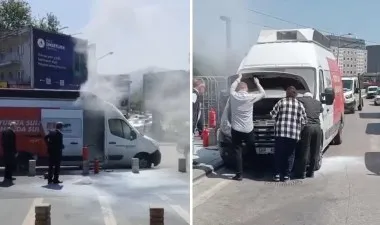 CHP'ye ait araç Bursa'da alev aldı, itfaiye olaya müdahale etti